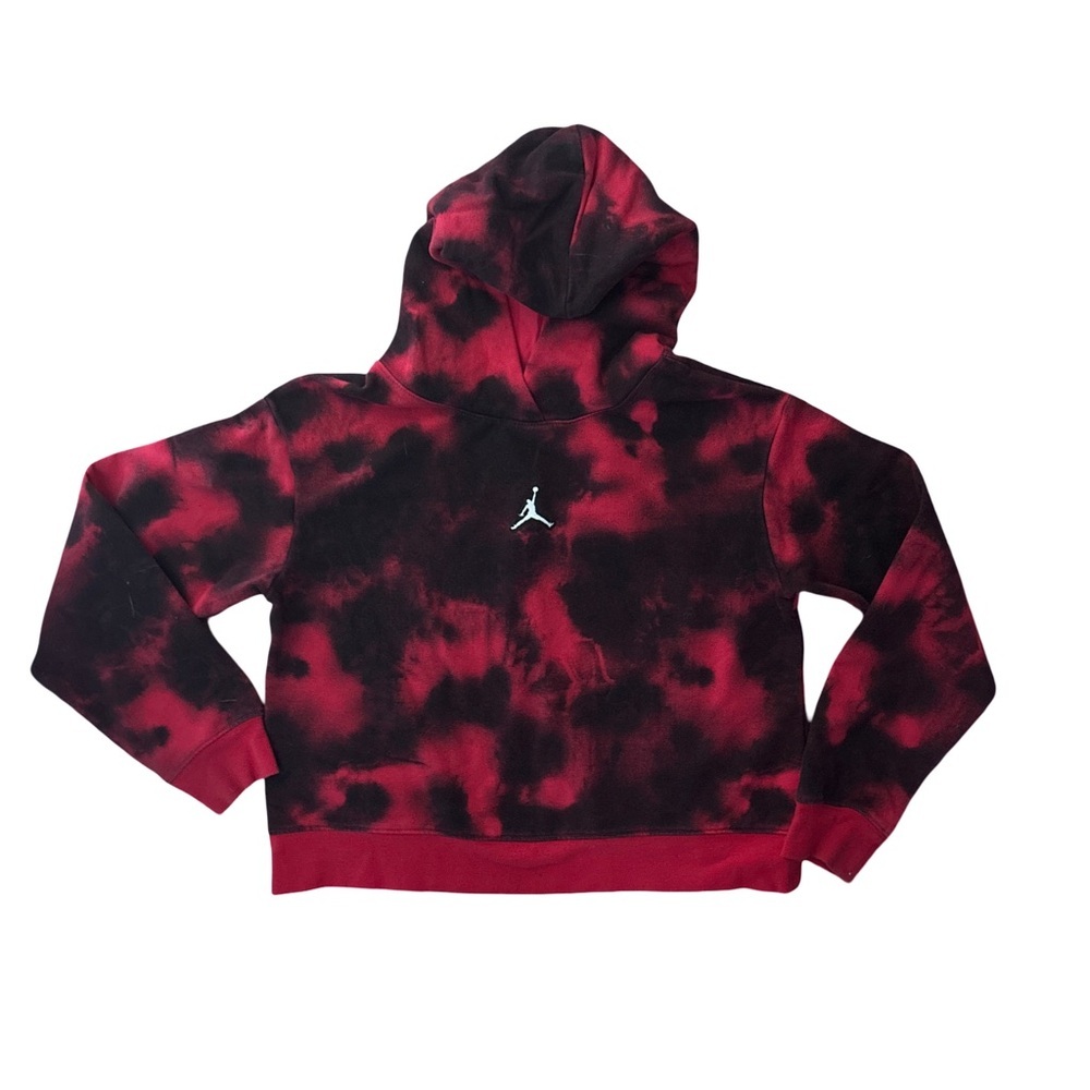 Jordan Kids Red and Black Tie-Dye Pullover Hoodie